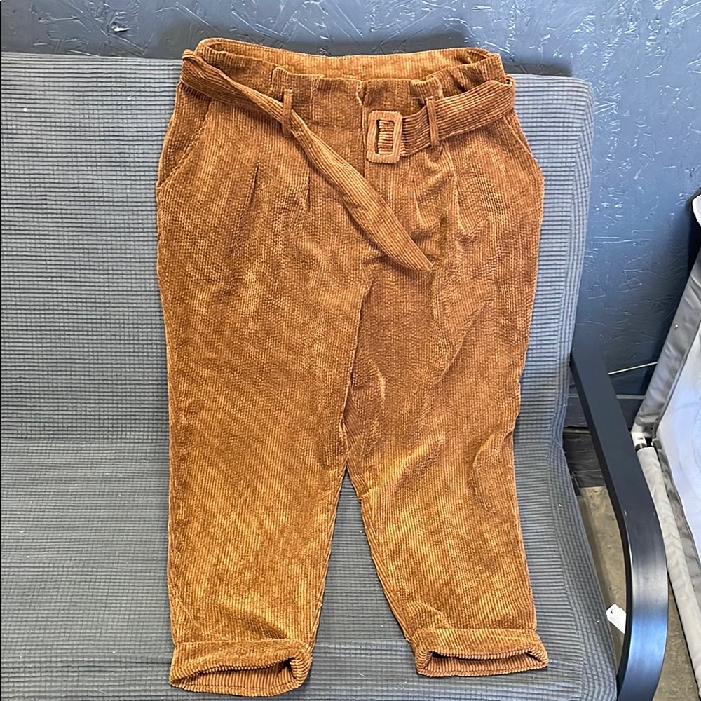 Corduroy Belted Pants in Rust
